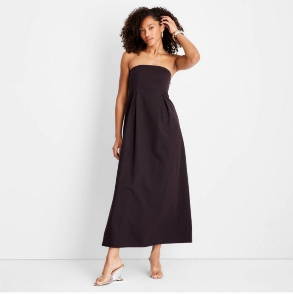 Future Collective Target Strapless Maxi Dress in Brown